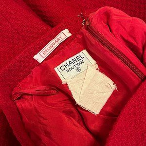 Chanel Boutique Red Pencil Skirt